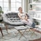 Flash Furniture Eleanor 56-in Portable Folding Double Saucer Chair w/2 Folding Ottomans Gray Faux Fur w/Gold Frame FV-FDS-001-2FR-GY-SGD-GG - alternate 9